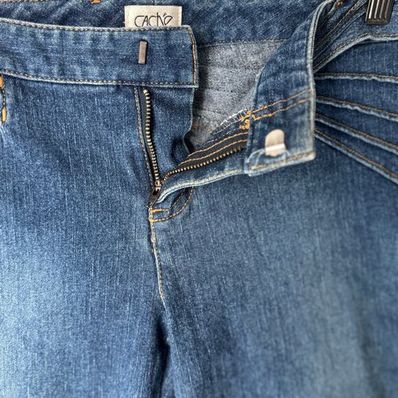 VTG Cache Jeans Y2K Low Rise Flare Pintuck Design Funky Clubwear‎ Medium Wash - Picture 8 of 13